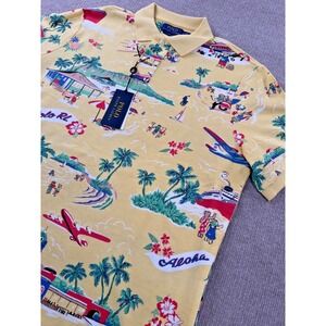 Men's Polo Ralph Lauren Classic Fit Polo‎ Bear Mesh Polo Shirt Large NWT Yellow